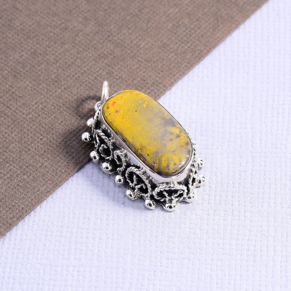 Sterling 925 Bumblebee Jasper Pendant